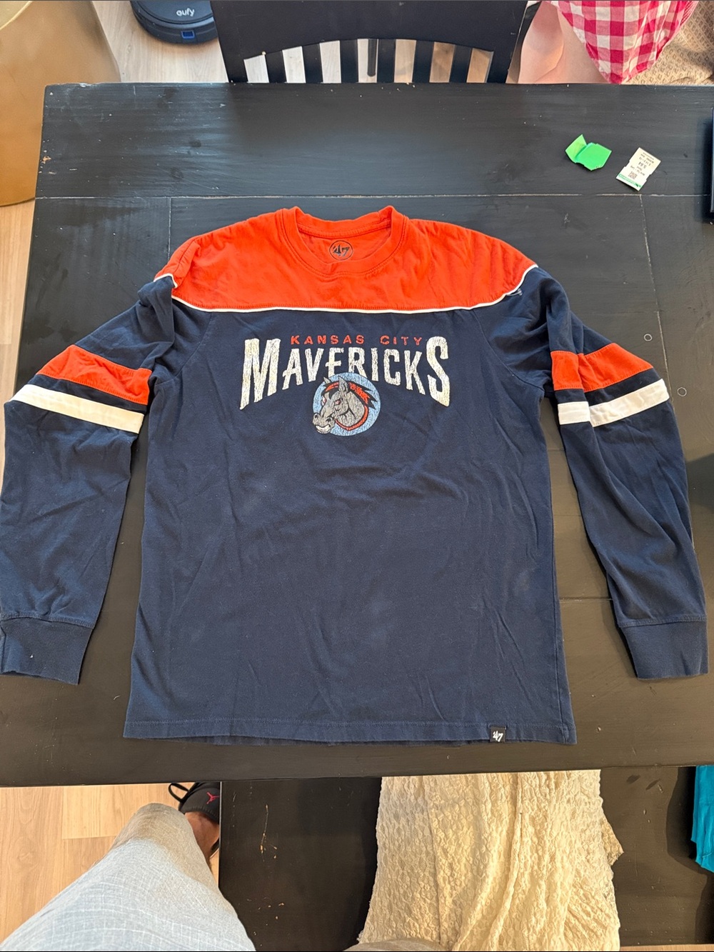 47 Brand Orange Crewneck Tee with Black Logo